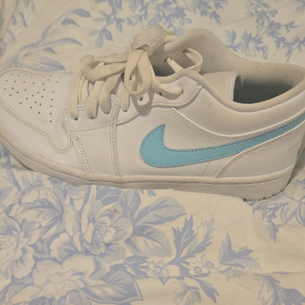 Jordan White and Green Athletic Shoes
